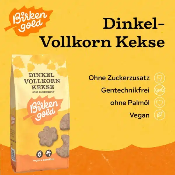 Birkengold Dinkel Vollkorn Kekse zuckerfreies Gebäck Diabetikerkekse gesund naschen Kalorien sparen abnehmen adipositasgeeignet