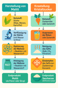 Wie wird maltit süßungsmittel ohne zucker hergestellt vergleich zu rübenzucker schaubild ablauf