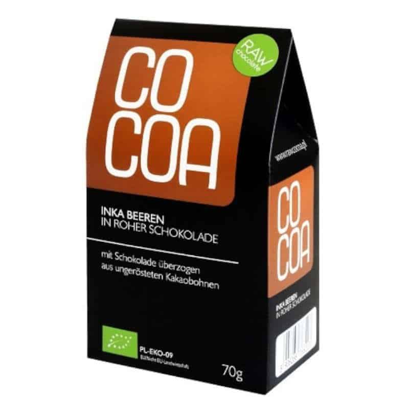 Cocoa Inka Beeren in roher Schokolade ohne Zuckerzusatz