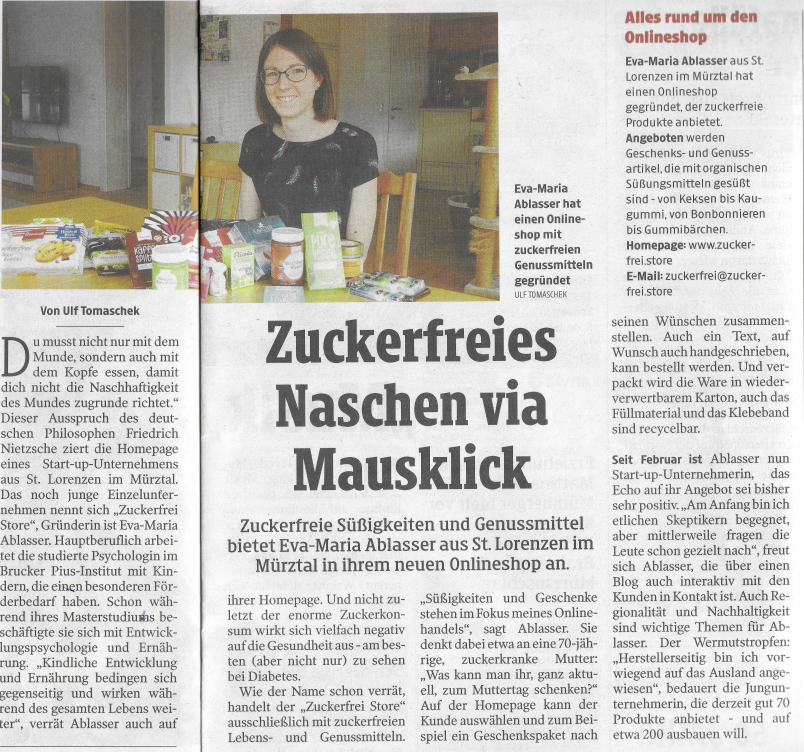 Unternehmensvorstellung Zuckerfrei Store Kleine Zeitung