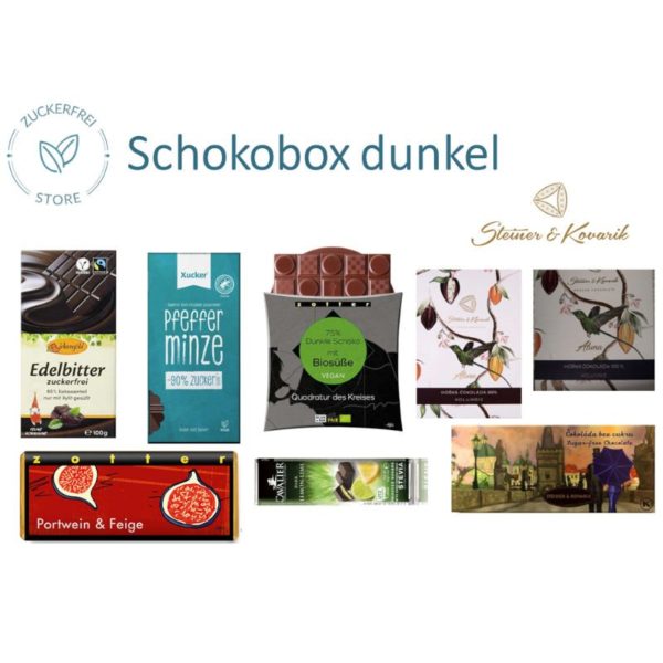 Schokoladebox dunkel zuckerfrei ohne Zuckerzusatz v1