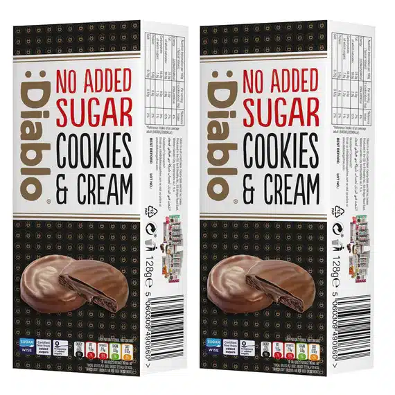 Diablo dunkle Kekse mit Browniefüllung Dark Creme no added sugar Diabetikerlebensmittel zuckerfrei gesund naschen 5