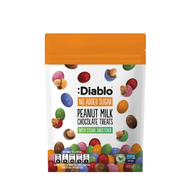 Diablo bunte Milk Chocolate Peanuts Diablo zuckerfreie Milchschokoalde bunte Erdnüsse MM ohne Zuckerzusatz