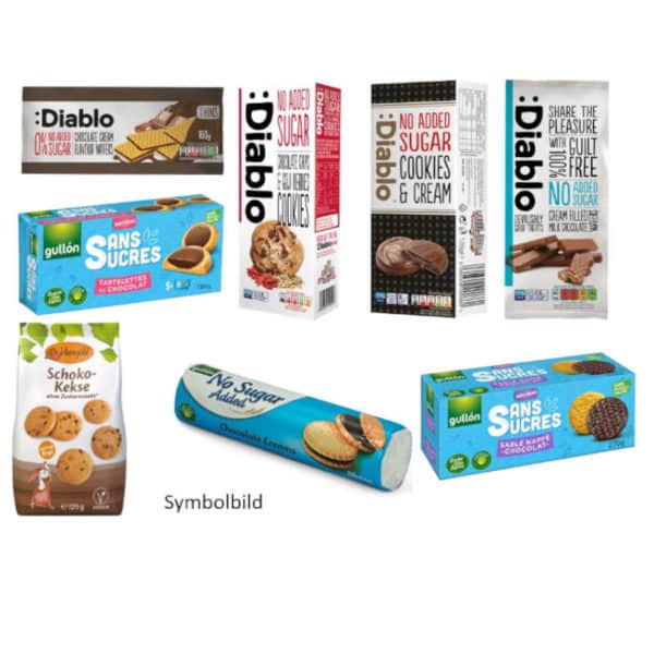 Zuckerfreie Schokokekse Box Gullon Birkengold Diablo
