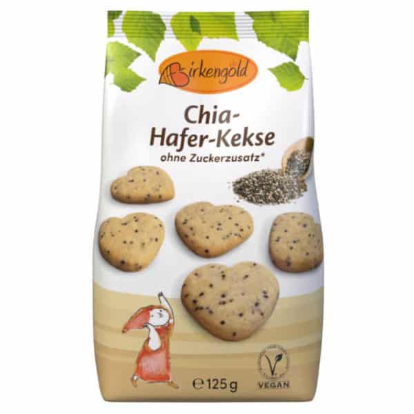 Birkengold Chia-Hafer-Kekse ohne Zuckerzusatz zuckerfrei low carb diabetiker geeignet