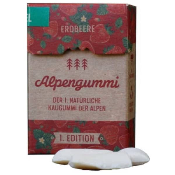 Zuckerfreie Kaugummi Alpengummi Erdbeer