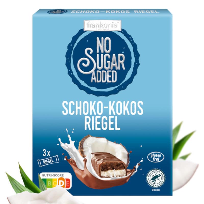 Frankonia Schoko Kokos Riegel ohne Zuckerzusatz