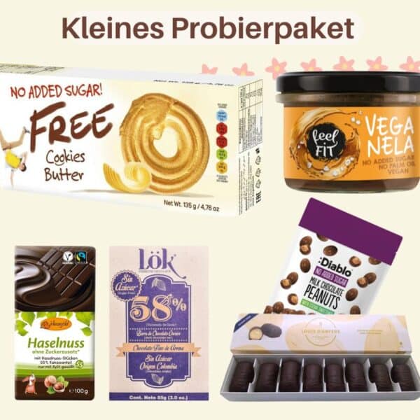 Zuckerfreies Probierpaket hochwertig naschen ohne Zucker diabetikerlebensmittel no added sugar sugarfree keto low carb