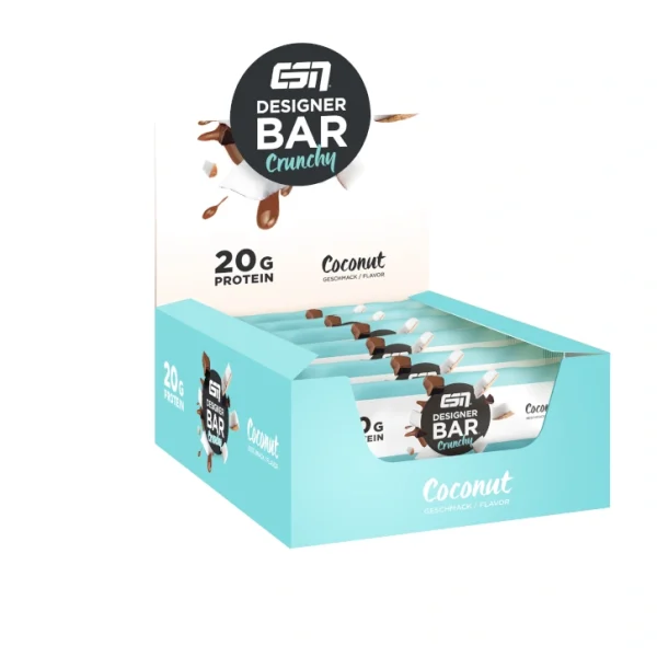 ESN Designer Bar Crunchy Coconut 12 Riegel Tray zuckerarm ohne Zuckerzusatz