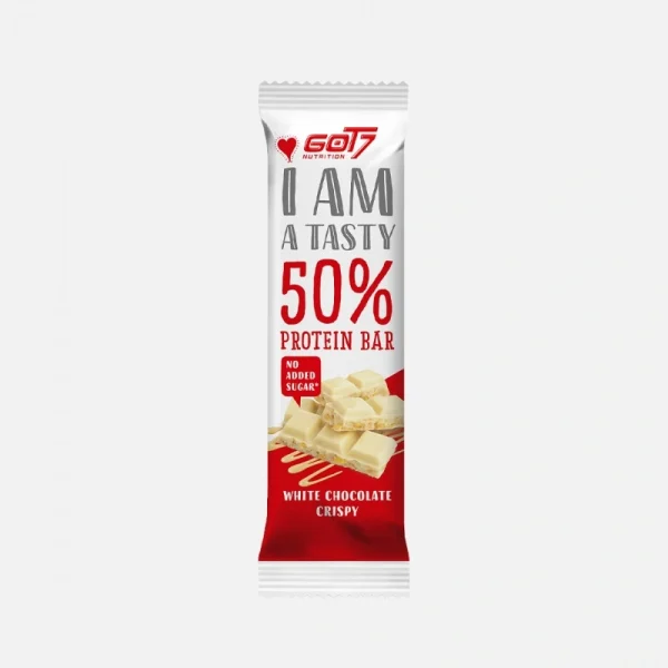 ESN GOT7 White Chocolate Crispy 20er-Tray zuckerfrei high protein Eiweissriegel 50% Protein bar 60g zuckerarm ohne Zuckerzusatz