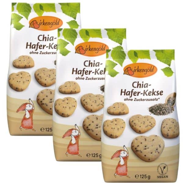 Birkengold Chia-Hafer-Kekse ohne Zuckerzusatz 3er Set zuckerfreie Kekse kaufen Aktion günstig