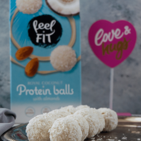 Feel Fit Kokos Mandel Kugeln Protein Ball mit Mandel zuckerfrei ohne Zucker diabetikergeeignet low carb Süßigkeit