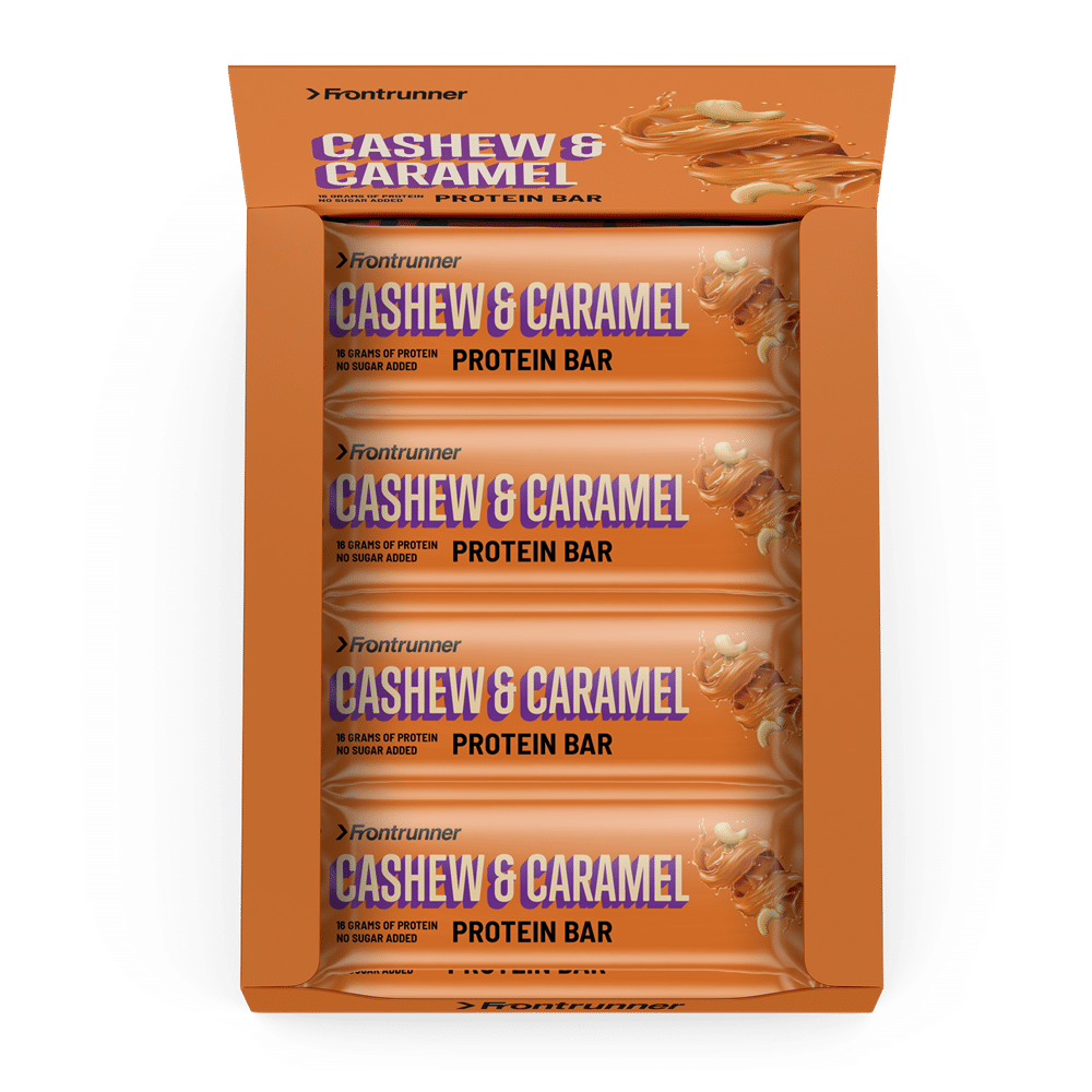 Frontrunner Cashew Caramel Riegel 12er zuckerfreier Proteinriegel Eiweiss protein bar ohne Zucker keto low carb