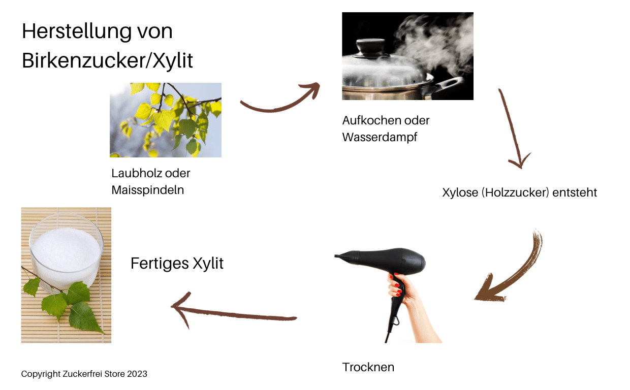 Xylit Birkenzucker Herstellung Produziert Prozess Süßungsmittel ohne Zukcer