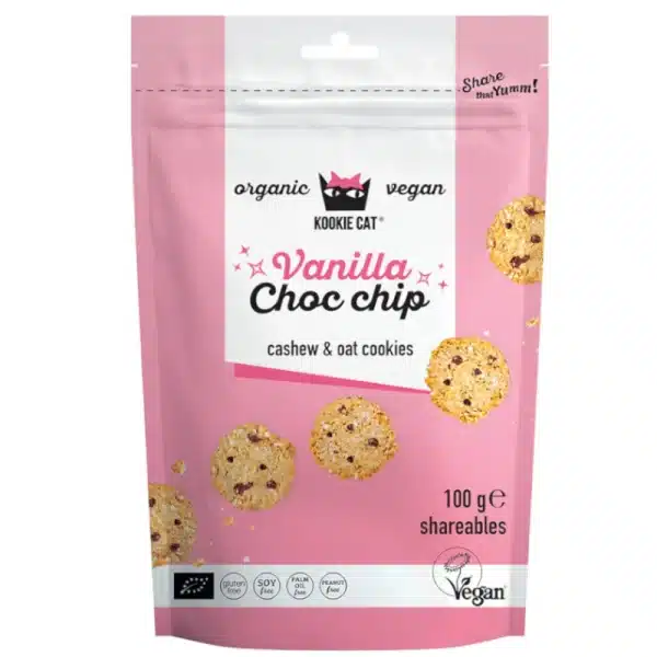 Kookie Cat Vanilla Choc Chip Kekse zuckerfrei bio vegan glutenfreie zuckerfreie Kekse ohne Zucker