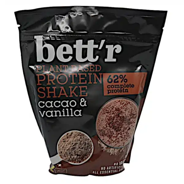 bettr Proteinpulver bio vegan zuckerarm Protein shake Vanille Kakao bio vegan zuckerfrei ohne Zucker best