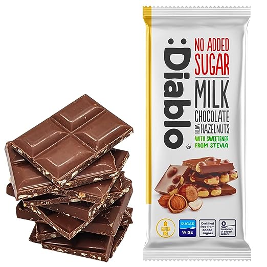 Diablo Milchschokolade Haselnuss mit Stevia zuckerfrei ohne zugesetzten Zucker Diabetikerlebensmittel low carb no sugar added