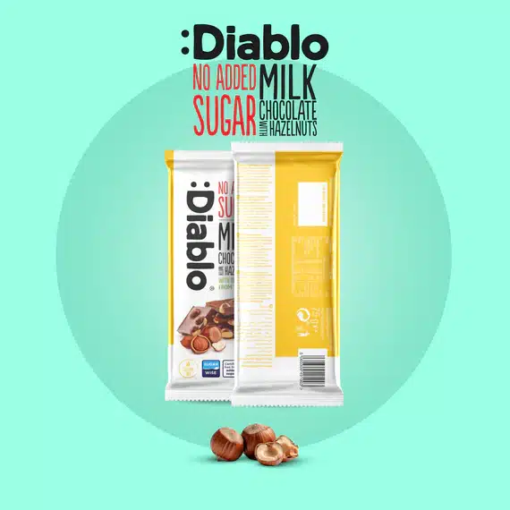 Diablo Milchschokolade Haselnuss mit Stevia zuckerfrei ohne zugesetzten Zucker Diabetikerlebensmittel gesund naschen abnehmen Kalorien sparen