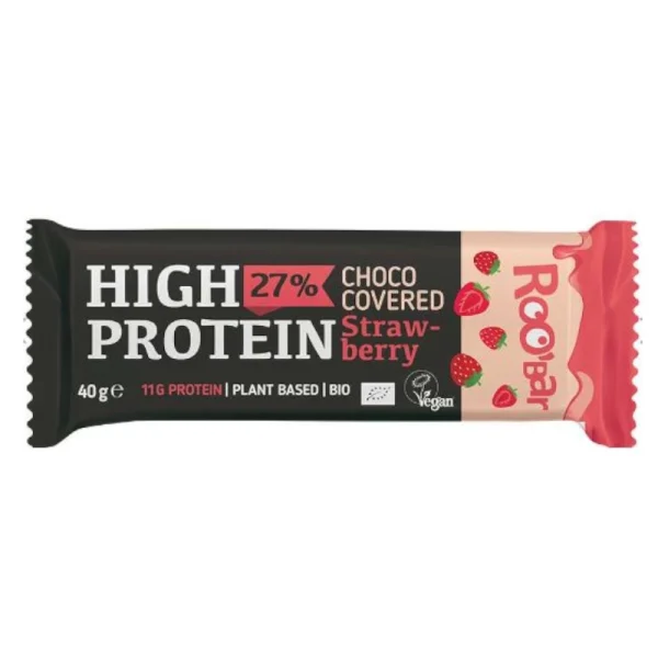 Roobar High Protein Strawberry Riegel zuckerfreier Erdbeerriegel Schokolade Eiweiß nosugar sugarfree