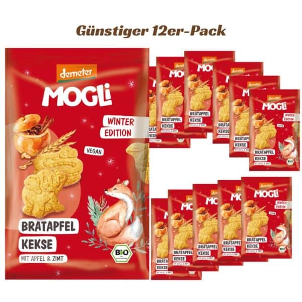 Mogli Bratapfel Kekse Apfel Zimt zuckerfrei alternativ gesüßt no sugar added sugarfree Agavendicksaft günstiger Vorratspack Aktion