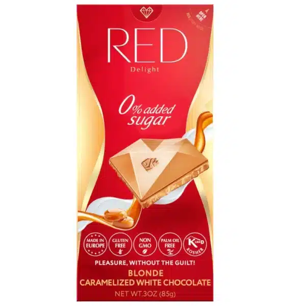 Red karamellisierte weiße Milchschokolade zuckerfreie Schokolade keto no sugar added Diabetiker Lebensmittel gesund naschen