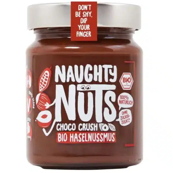 Naughty Nuts Bio Haselnussmus ohne Zuckerzusatz Nussaufstrich sugarfreeeu no added sugar nutella gesunder aufstrich frühstück