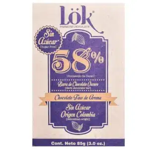 LÖK Zuckerfreie Schokolade 58 ohne Zuckerzusatz feiner Kakao aus Kolumbien Diabetikerschokolade gesund naschen low carb keto