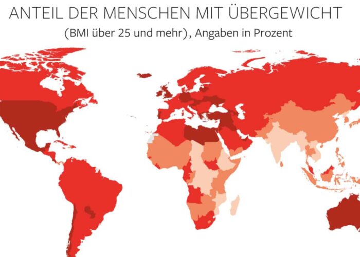 Ist zuckerfreie Schokolade gesund Grafik Verteilung übergewichtiger Menschen weltweit