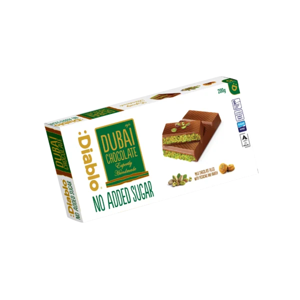 Dubai Schokolade ohne Zuckerzusatz Diabetikerlebensmittel no added sugar zuckerfrei keto gesund naschen trend1