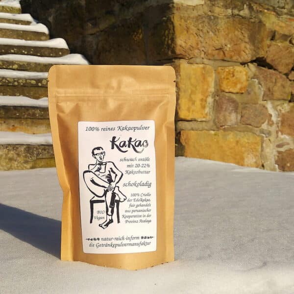 Reines Kakaopulver 100% Criollo zuckerfrei Trinkkakao biologisch vegan Diabetikerlebensmittel ohne Zuckerzusatz no added sugar gesundes Frühstück