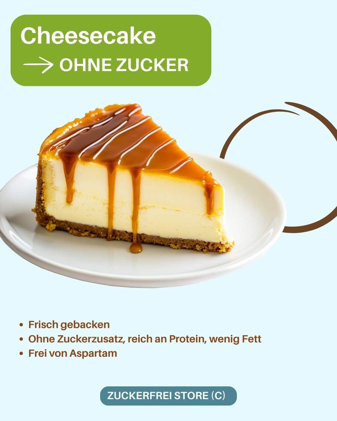 Zuckerfreier Cheesecake Quarkkuchen ohne Zucker Diabetikerkuchen keto low carb Kalorien sparen
