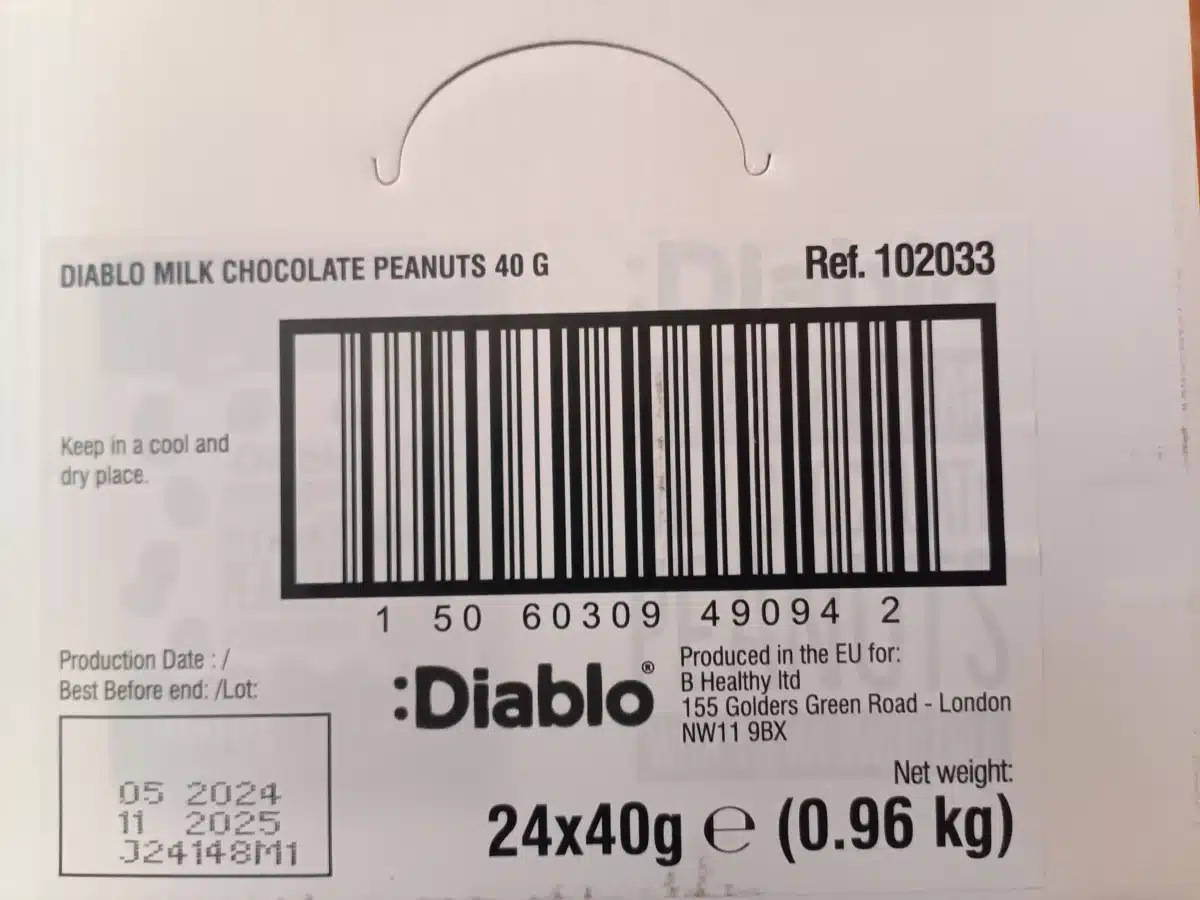 diablo sugarfree mik chocolate peanuts 24 units
